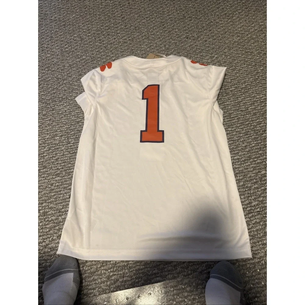 NWT Nike Men's Clemson Tigers #1 White Dri-FIT Game Football Jersey‎ Medium
